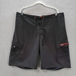 Hurley Men Swimwear 28 Black Board Shorts Cargo‎ Pockets Drawstring 11" Inseam